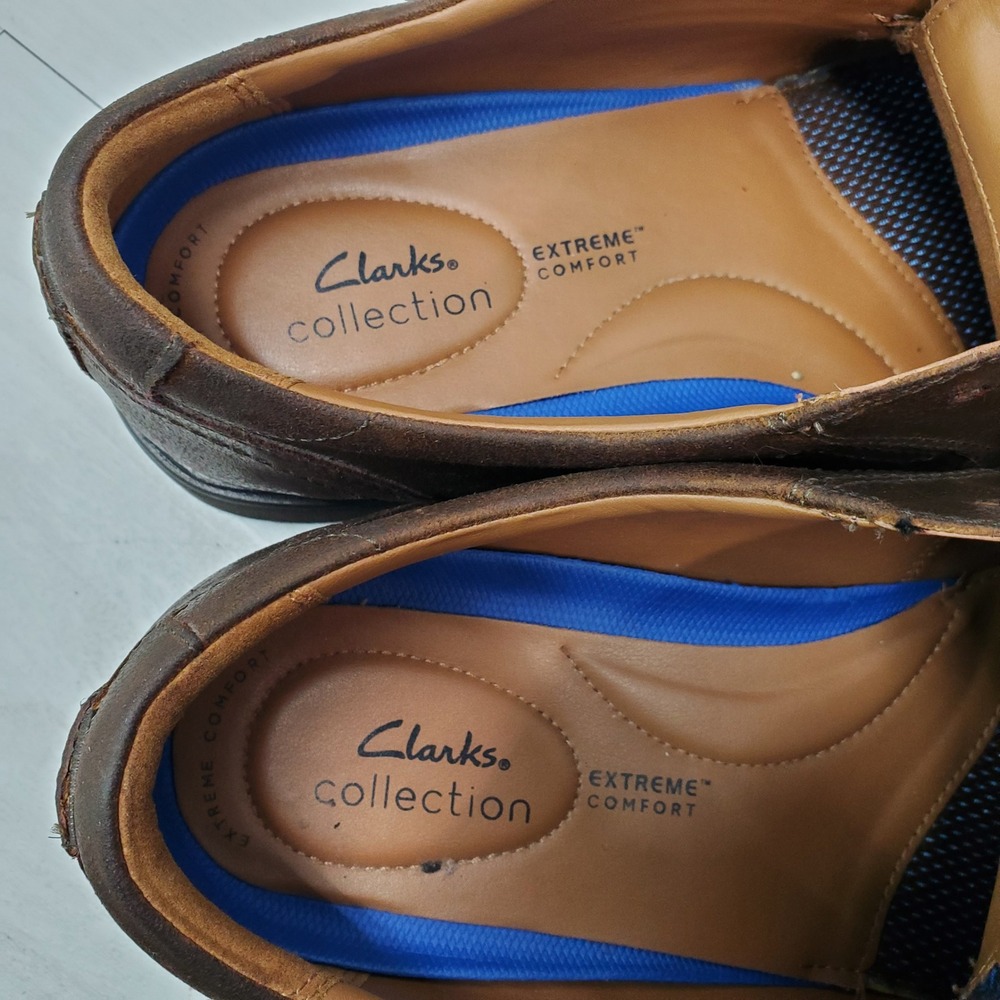 Clarks Collection Brown Leather Oxford Shoes Mens 11.5M Extreme Comfort Lace Up - Picture 13 of 16